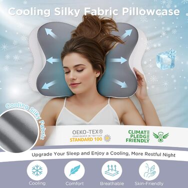 Ортопедична подушка, преміальна подушка для шиї, подушка для сну на боці, подушка для голови, подушка для підтримки шиї, подушка з піни з ефектом пам&39яті, подушка для сну на боці, спині та животі (сіра)