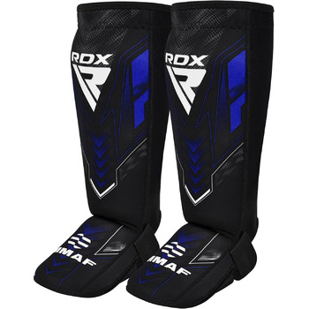 Щитки для гомілок RDX IMMAF для кікбоксингу, захисні накладки на підйомники для боксу, бойових мистецтв, ММА, спарингу, захист ніг для чоловіків та жінок, спорядження для кікбоксингу, синій розмір S