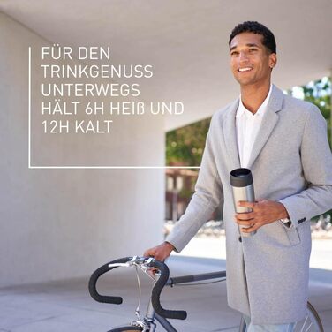 Дорожня кружка Класична ізольована кружка 0,5 літра, нова зручна кришка, що закручується, нержавіюча сталь, зберігає напої гарячими 6 годин і холодними 12 годин, 100 герметична, можна мити в посудомийній машині, отвір для пиття на 360, нержавіюча сталь, 2