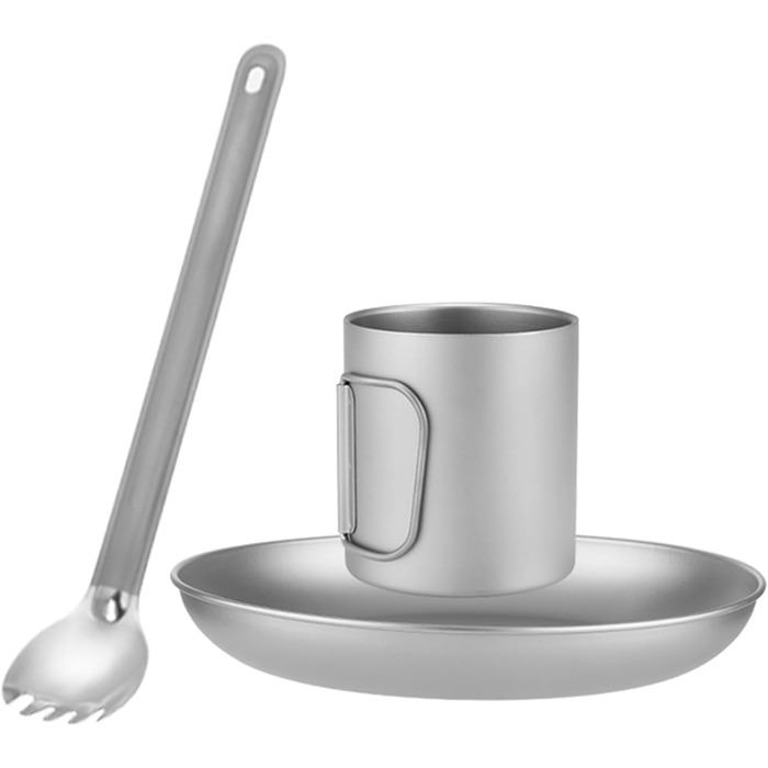 Набір туристичного спорядження, надлегка портативна чашка та тарілка зі Spork для їжі на свіжому повітрі, 450 мл та 800 мл для туристів-бюкейнрів