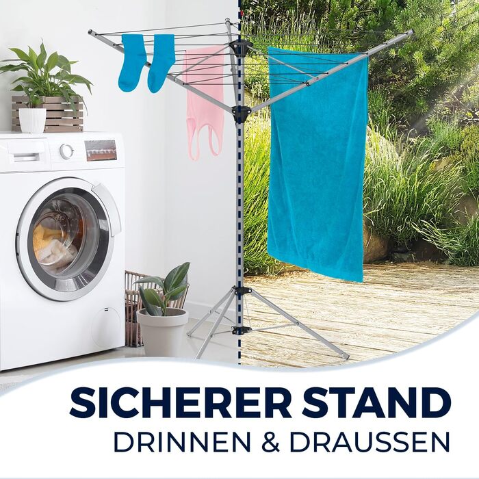 Поворотна сушарка для білизни EASYmaxx, складна сушарка для білизни в приміщенні та на відкритому повітрі Погодостійка та легка, 4