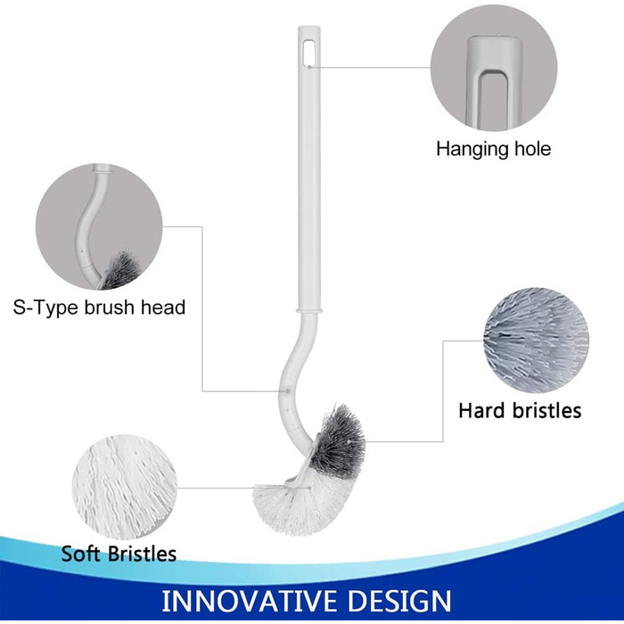Набори щіток для унітазу, щітка для унітазу з контейнером, щітка для унітазу з очищувачем обідка, щітка для унітазу вигнута, з дов