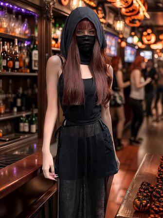 Жіноча сукня Mingnos, прозора, з подвійними високими розрізами, чорна, розмір S