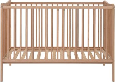 Дитяче ліжко Grzes 120x60 см, Натуральний колір, виготовлене з бука, перевірено на відповідність EN 716, регульована по висоті рейкова основа, 3 знімні перекладини, Натуральний колір