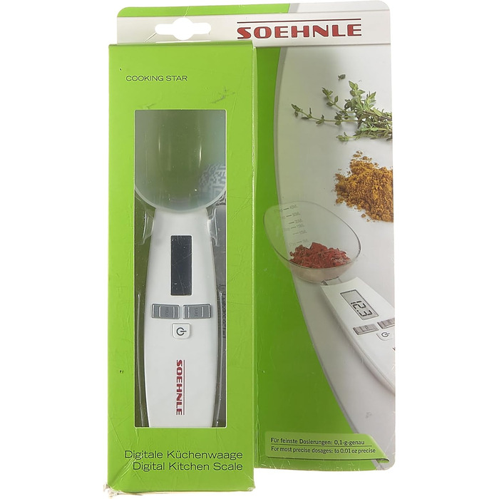 Цифрові кухонні ваги Soehnle Cooking Star з ціною поділки 0,1 г та місткістю 500 г, ложкові ваги для найменших кількостей, дрібні