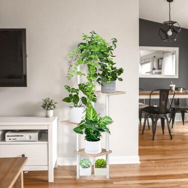 Рівнева дерев&39яна полиця для квітів, підставка для рослин, багаторівнева підставка для квітів, підставка для рослин, лавка для квітів, драбина для рослин, полиця для прикраси балкону в приміщенні (білий дуб) 5-рівнева, білий дуб, 5-