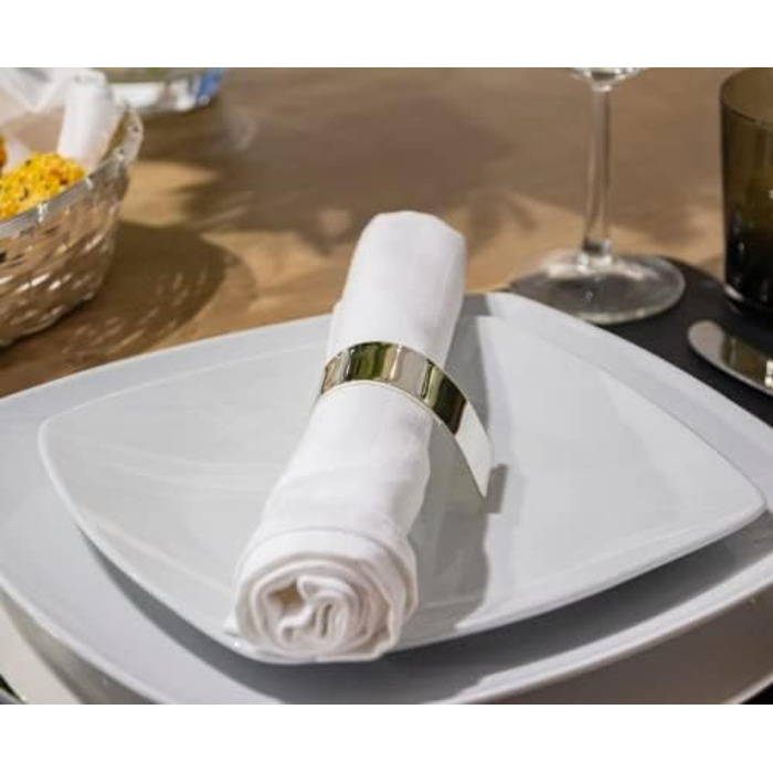 Набір з 2 кілець для серветок Volute, елегантні посріблені, стійкі до потемніння, довжина 6 см, діаметр 3,5 см, прикраса столу для весілля