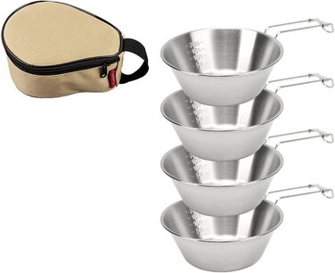 Кемпінгове начиння VGEBY, миски з нержавіючої сталі 304, портативні, складні кемпінгові миски для походів та подорожей, набір з 4 предметів об&39ємом 300 мл