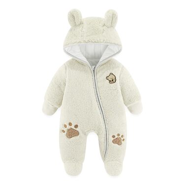 Зимові комбінезони JiAmy Baby Snowsuits з капюшоном, флісові комбінезони для дівчаток та хлопчиків - Теплі речі - Розмір 3-6 місяців (66 см), Білі ()