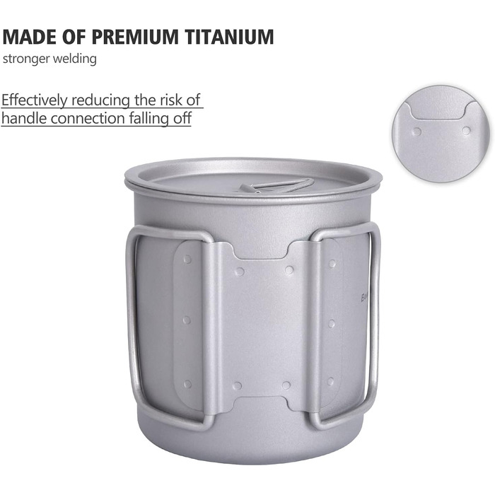 Мл Титанова кружка Кемпінгова кружка Відкритий чай Кава Дорожня кружка з кришкою та відкидною ручкою Легка кружка для води Чашка д