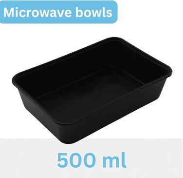 Коробка для зберігання Enpack з кришкою, біла/чорна, 500 мл - Контейнери для делікатесів, придатні для використання в мікрохвильовій печі - Герметичні контейнери для зберігання з кришками, ідеально підходять як органайзер для холодильника, коробка для при