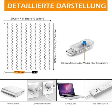Гірлянда 8 режимів світлодіодних гірлянд-завіс WEARXI