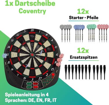 Найкращий спортивний електронний дартс у Ковентрі Електронний дартс зі світлодіодними дисплеями Електронний дартс з 12 дартсами та запасними наконечниками Високоякісний дартс-машина для 16 гравців