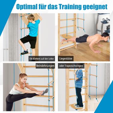 Стіна для скелелазіння COSTWAY, Гімнастична стіна, Гімнастична стіна на відкритому повітрі, Гімнастичне обладнання, Дерев&39яна, Вантажопідйомність 100 кг