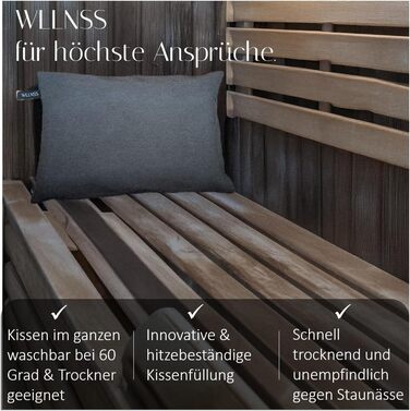 Подушка для сауни 25 x 35 см, яку можна прати, термостійка, виготовлена в ЄС, подушка для голови як опора для шиї - швидковисихаюча подушка, найкраща гігієна сауни - аксесуар для підголівника в сауні