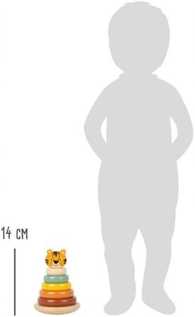 Вежа для маленьких ніг. Тигр Сафарі, сучасна гра, що складається з 7 предметів і 5 кольорових деревяних кілець, від 12 місяців, 11