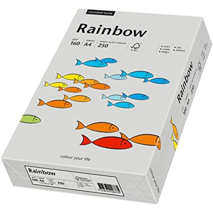 Папірус 88042813 принтер Папір Rainbow 160 г/м, А4 250 аркушів Сірий