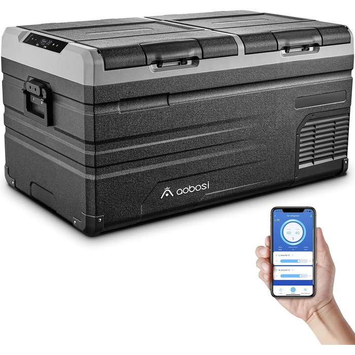 Компресорна холодильна камера 90 л, автомобільна холодильна камера з двома зонами і APP WIFI, 12/24 В постійного струму і 100-240