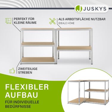 Комплект стелажів Juskys Basic, 2 предмета, 2 x 180 x 90 x 40 см (В x Ш x Г) Вантажопідйомність 1750 кг 10 полиць Міцний стелаж, металевий стелаж без болтів, стелаж для підвалу, оцинкована система стелажів
