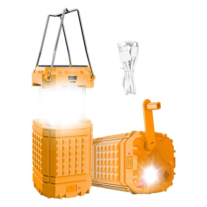 Яскраве освітлення на сонячній енергії Сонячний кемпінговий ліхтар, акумуляторний, 3000 мАг, водонепроникний портативний ліхтар для подорожей, походів, піших прогулянок, використання в автомобілі, на риболовлю, екскурсії, помаранчевий