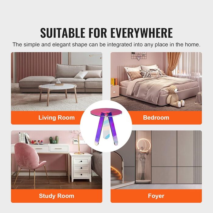 Акриловий журнальний столик VEVOR 45 x 48 см, кольоровий барний столик, легко миється, журнальний столик для кави, напоїв, їжі, закусок, для вітальні, спальні