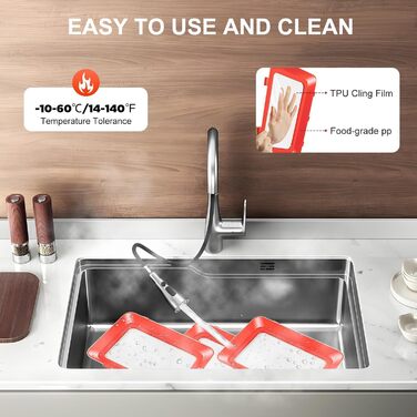 Елементний лоток для зберігання продуктів, лоток для свіжості із силіконовою кришкою, вакуумний лоток для зберігання свіжості з еластичною плівкою та пряжкою, лоток для делікатесів, тарілка для свіжості в холодильнику, 4-