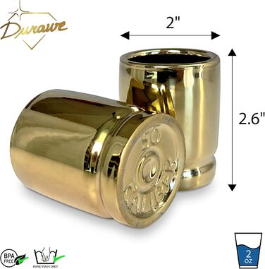 Чарка 50 калібру, керамічний пістолет, набір чарок з 4 шт. з наливником, 50 кульових гільз у формі чарки Чудовий подарунковий набі