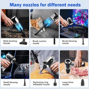 Акумуляторний ручний пилосос 19Kpa Акумуляторний ручний пилосос з безщітковим двигуном 4-в-1 автомобільний пилосос Потужний міні-р