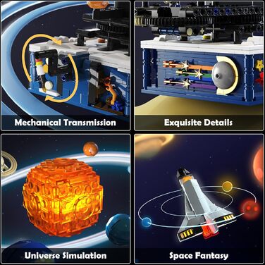 Іграшка-конструктор Сонячної системи зі світлом обертовий набір для дослідження космосу з 8 планетами та підставкою для ракети, 775 деталей, подарунки для дітей, хлопчиків, дівчаток та дорослих від 6 років