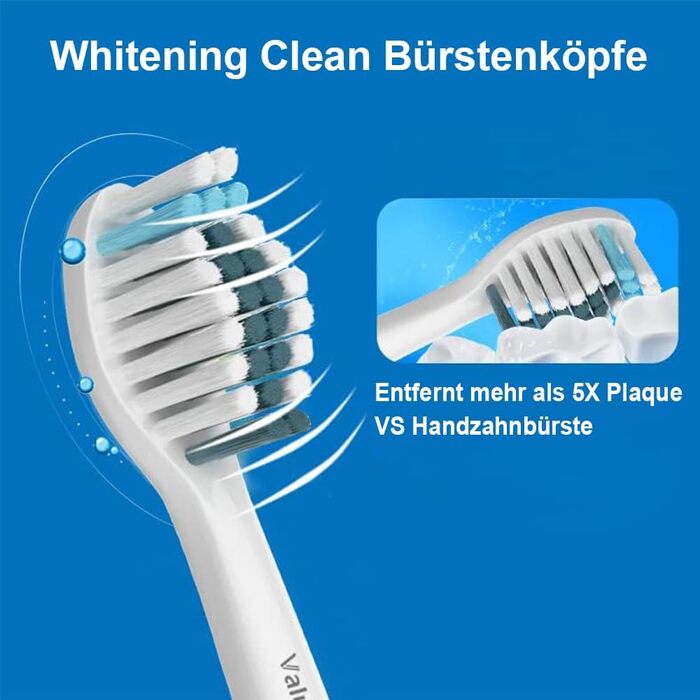 Змінних щіток Whitening Clean, сумісних з електричною зубною щіткою Philips Sonicare, 8 білих і 8 чорних щіток., 16