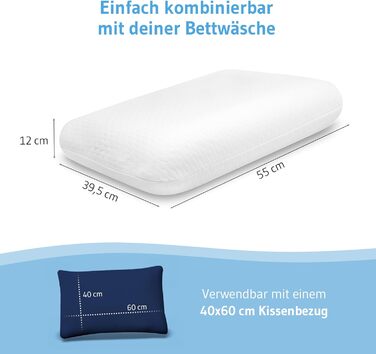 Ергономічна подушка Elora, м&39який чохол зі 100 органічної бавовни, подушка для підтримки шиї, розроблена експертами зі сну, подушка з піни з ефектом пам&39яті для сну на боці, подушка для шиї 40x60x12, подушка для сну на спині