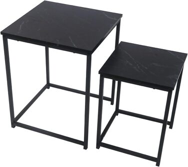 Журнальний столик BIGTREE, комплект із 2 шт., сучасний диван-столик, стіл для вітальні з дерева, столики, що складаються один на одного, квадратний/чорний