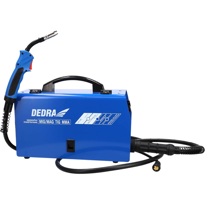Інверторний зварювальний апарат DEDRA 200A IGBT MIG/MAG з функціями WIG, MMA, Hot Start, Anti Stick, Arc Force та LCD-дисплеєм