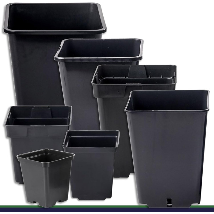 Горщики для розсади, Горщики для рослин, 5,6 л, Чорні, 23 см, Квіткові горщики, Кашпо, 20 шт.