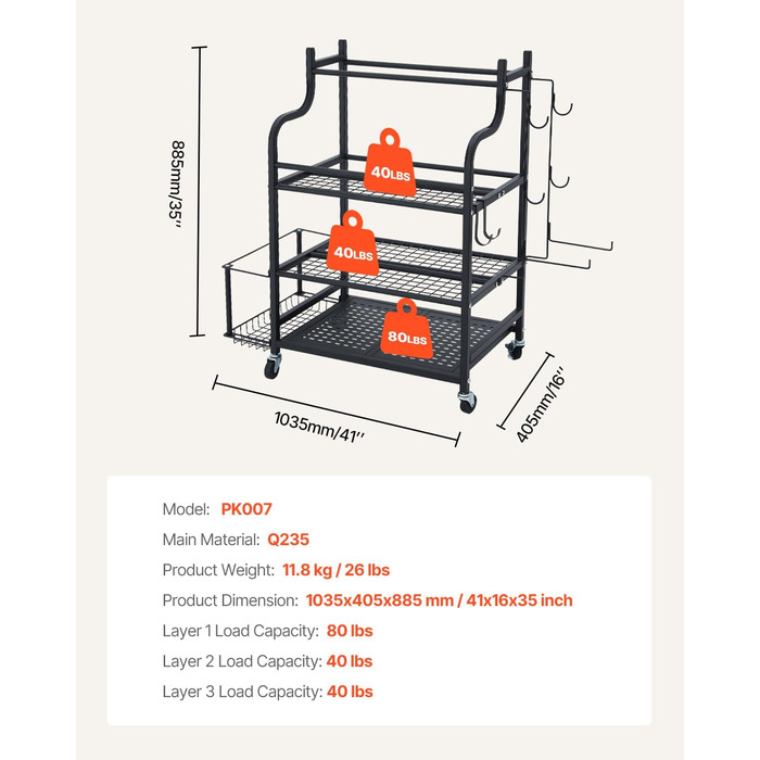 Стійка для зберігання домашніх гімнастик VEVOR, підставка для зберігання, тримач для килимка для йоги, стійка для килимка для йоги з колесами та гачками, стійка для штанги та важкої атлетики для домашнього фітнес-обладнання, 41 x 16 x 35 дюймів