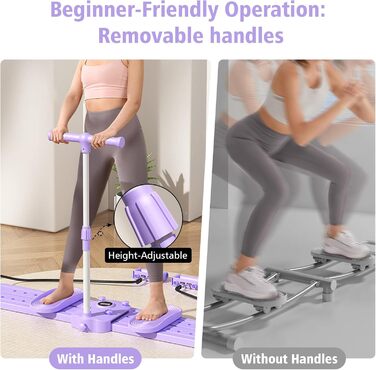 Дошка для пілатесу-реформера для домашнього використання, тренажер для м&39язів тазового дна, лижний тренажер, знімні ручки для віджимань, фітнес-дошка, тренажер для тренування м&39язів тазового дна для жінок, силові тренування та корекція фігури