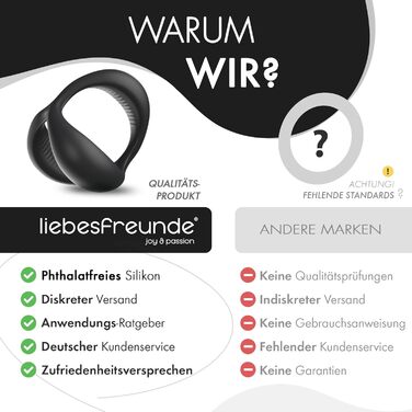 Секс-іграшка Liebesfreunde Dual Penis Ring для чоловіків - кільце для півня та кільце для яєчок для надзвичайно сильної ерекції, чорний