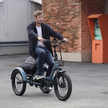 Колеса, триколісний велосипед E Bike для дорослих 48V 18.2Ah акумулятор, F20 Mate Ebike складний велосипед fatbike вантажний велосипед 20'* 3.0 дюйма, 65N.m 25 км / год, триколісний велосипед для людей похилого віку діапазон до 55-110Km Blue, 3