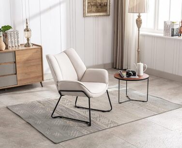 Сучасне м&39яке крісло/крісло-шезлонг/крісло для читання/крісло-підлокітник з металевими ніжками для спальні/вітальні, лляне, бежевий