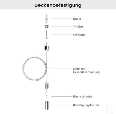 Інфрачервоний обігрівач Knighaus - стельове кріплення для стельового обігрівача Дротяний трос для інфрачервоного обігрівача
