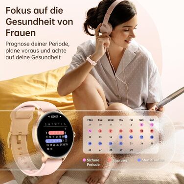 Жіночий круглий смарт-годинник, 1,27-дюймовий AMOLED-смарт-годинник з функцією телефону, фітнес-годинник з монітором серцевого ритму, монітором SpO2, монітором сну, крокоміром, 120 спортивних режимів, водонепроникність IP68, сумісний з iOS та Android, 1,2