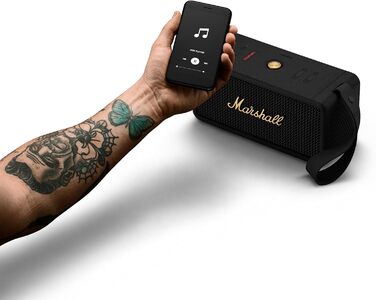 Бездротова портативна Bluetooth-колонка Marshall Middleton, понад 20 годин автономної роботи, водонепроникність IP67 - чорний і ла