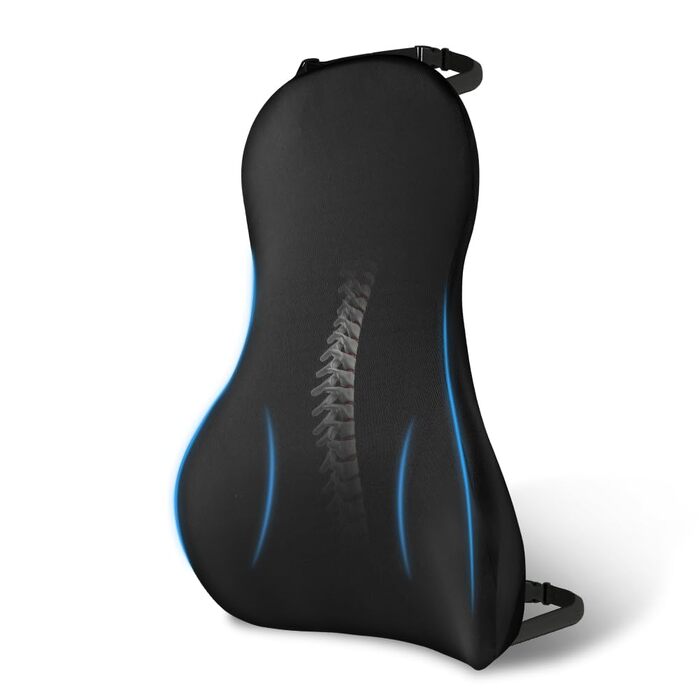 Подушка для спинки Ainiv для офісних крісел, поперекова опорна подушка для спини в автомобілі, вдома, в офісі, поперекова подушка для робочих крісел, автомобільна спинка, накладка на спинку з піни з ефектом пам&39яті, чохол, який можна прати, чорна спинка