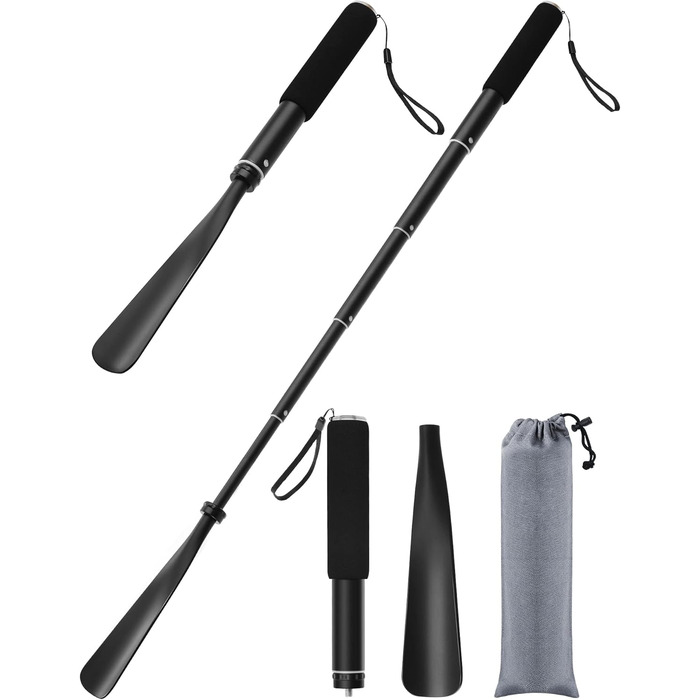 Довгий ріжок для взуття - телескопічний 38 см 94 см, алюмінієвий сплав, довгий ріжок для взуття, металевий довгий ріжок для взуття