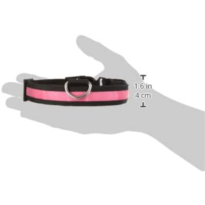 Світловідбиваючий LED-нашийник для собак KABB SUN-46-06, акумуляторний, безпека для улюбленців, водонепроникний, регульований (до 65 см), рожевий