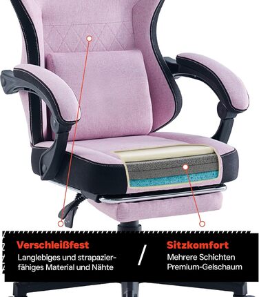 Ігровий стільчик з підставкою для ніг - м&39які підлокітники - регульована висота - рожевий