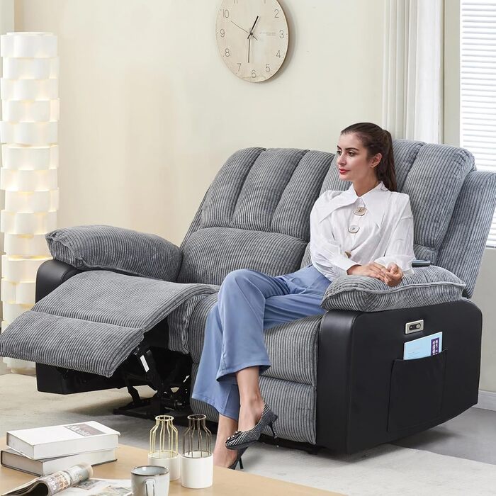 Заспокійливе масажне крісло LS для 2 осіб з підігрівом електричний розслабляючий диван для людей похилого віку, функція підігріву спини та ніг, ніжний масаж Шиацу, просте керування, вельветова тканина, 2 місця
