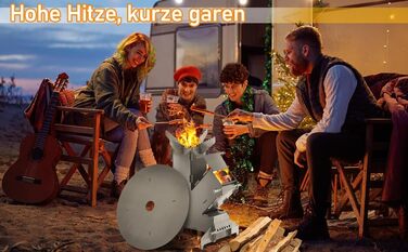 Ракетна піч із пластиною для гриля, гачком для вогню та 2 додатковими ніжками. Кемпінгова піч виготовлена з міцної сталі товщиною 3 мм. Кемпінгова піч, дров&39яна піч, ракетна піч, для використання на відкритому повітрі.