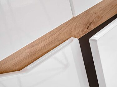 Настінна шафа для вітальні Generic Fame, настінна полиця для вітальні, стіна для телевізора, матова глянцева вітрина, низька тумба, настінна полиця зі світлодіодним підсвічуванням (білий/дуб Artisan) Білий / дуб Artisan