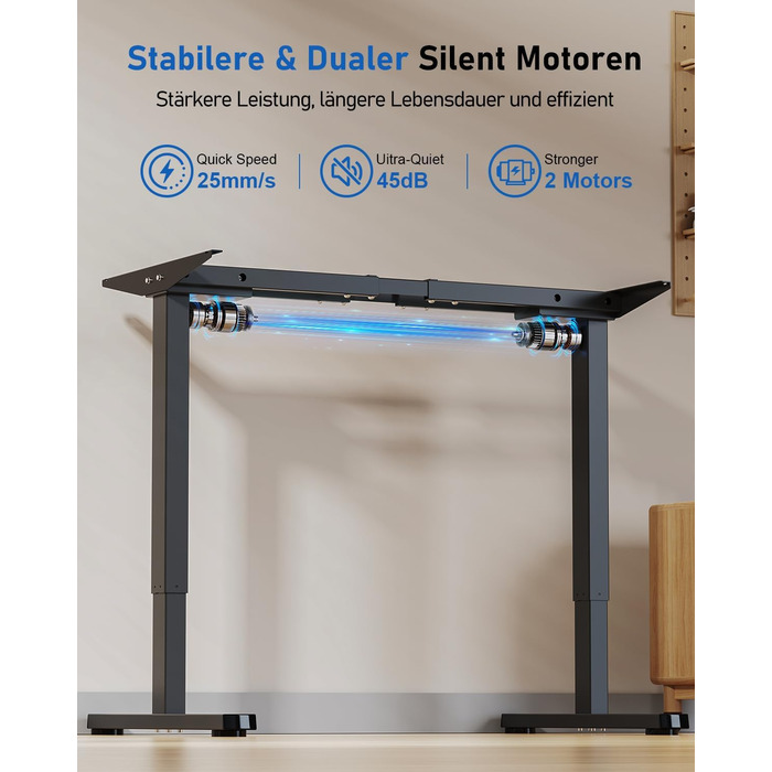 Каркас столу з регулюванням висоти та 2 потужними двигунами, електрично регульований по висоті каркас столу з 3 налаштуваннями пам&39яті та функцією захисту від зіткнень, чорний